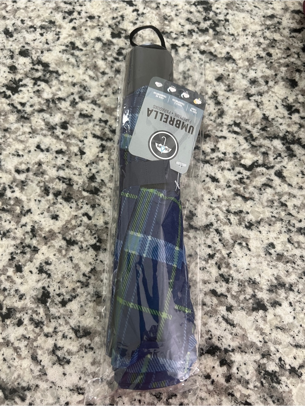 Umbrella with Blue and Green Plaid